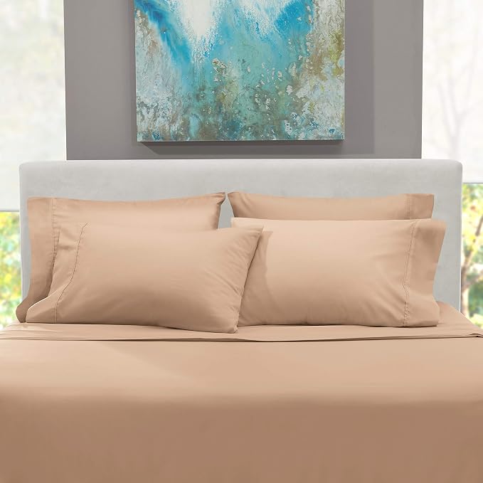 Hearth & Harbor Extra Deep Pocket Sheets - Fits Mattress 18-24 Inches Deep - Extra Deep Pocket Twin Sheets Sets - 4 Piece Twin Size - Taupe
