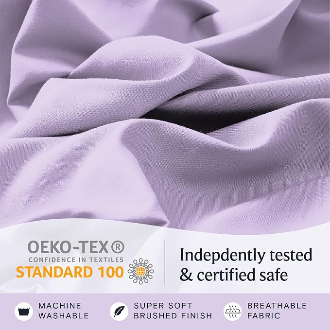 LuxClub 3 PC Twin Sheet Set, Deep Pockets Wrinkle Free Cooling Bed Sheets Hotel Bedding for Women, Men, Kids & Teens, Includes 1 Fitted Sheet, 1 Flat Sheet and 1 Pillowcase-Silky Soft Lavender | LUXCLUB Cooling Twin Size Fitted Sheet & Pillowcase Sets,...