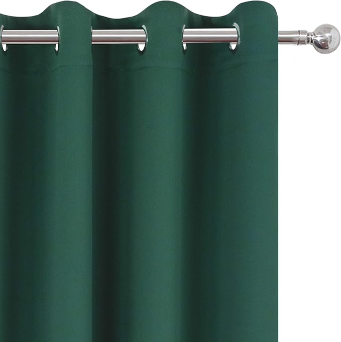 Blackout Curtains 52 x 45 inch/Green Curtains Set of 2 Panels/Thermal Insulated Room Darkening Bedroom Curtains