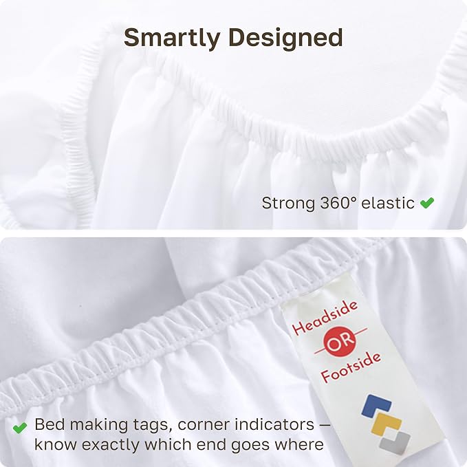 California Design Den Soft 100% Cotton Sateen Fitted Sheet Queen, White | 400 Thread Count Backed by Good Housekeeping Seal, 16" Deep Pocket, All-Around Elastic, No-Pop Fit, Durable, OEKO-TEX