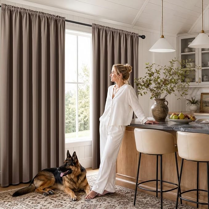 CUCRAF Khaki Blackout Curtains 72 inch Length 2 Panels Set, Rod Pocket Room Darkening Drapes for Bedroom Living Room, Insulated Thermal Light Blocking Window Curtain (W52 x L72 Inch)