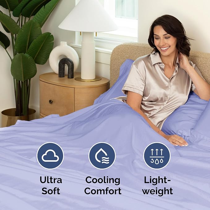 Twin Flat Sheet - Single Top Flat Sheet Only - Soft & Cooling - Lavender | Hotel Luxury Top Flat Sheet Only, Ultra-Soft, Breathable & Cooling, Fade & Wrinkle Free, Easy-Care, Stain & Shrink Resistant
