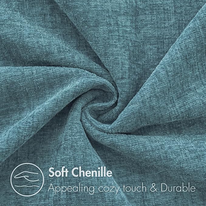 MIULEE Soft Chenille Euro Throw Pillow Covers Blue Ashes 22x22 Pack of 2 | Modern Coastal Home Decor, Classic Decorative Pillows, Solid Dyed Cases, Boho Couch Cushion Covers for Sofa Bed Living Room