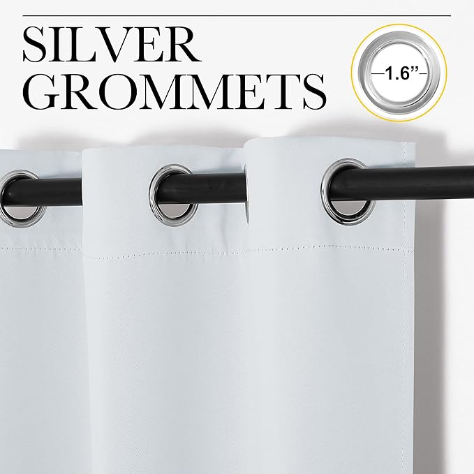 NICETOWN Greyish White Blackout Curtains for Bedroom 34" w x 63" L 2 Panels | Window Treatment Thermal Insulated Grommet Draperies Panels Drapes, Light Blocking Noise Reducing Room Darkening Decor