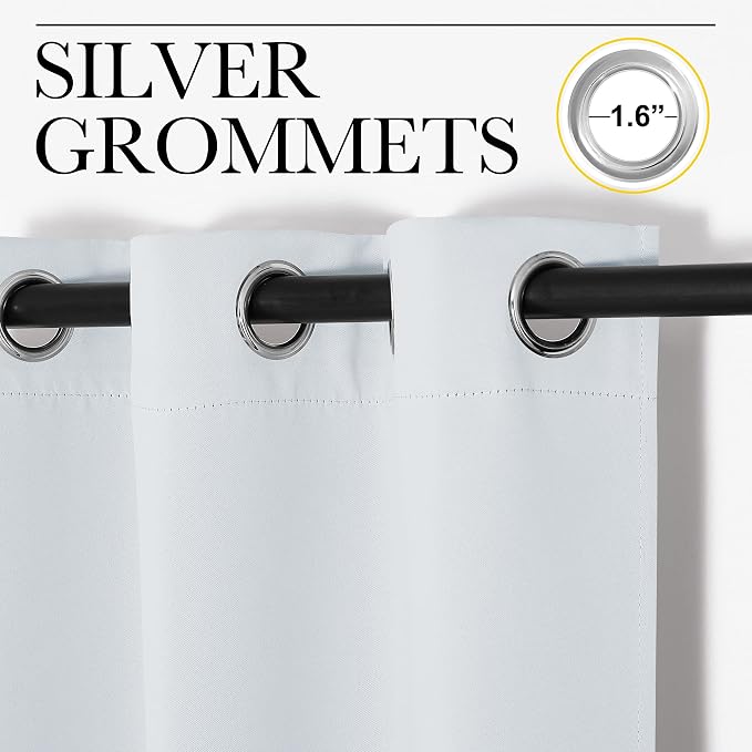 NICETOWN Platinum-Greyish White Blackout Curtains 29" w x 45" Long 2 Panels | Window Treatment Thermal Insulated Grommet Draperies Panels Drapes for Bedroom, Light Blocking Noise Reducing Home Decor