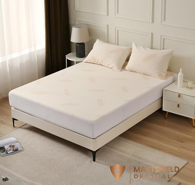 Waterproof Organic Mattress Protector Twin XL Size – Premium Soft Organic Cotton Surface Mattress Cover – Noiseless & Breathable 250 GSM Mattress Pad – Deep Pocket Fitted Design