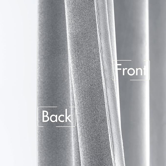 MIULEE Greyish White Velvet Blackout Curtains 52x108 inches 2 Panels | Luxury, Thermal Insulated, Super Soft Window Drapes for Bedroom Living Room, Rod Pocket & Back Tab