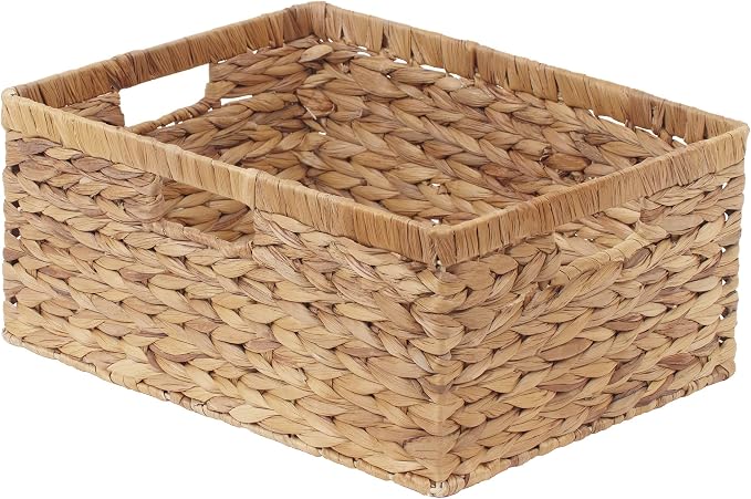 StorageWorks Wicker Baskets for Storage, Wicker Storage Baskets, 1-Pack | Water Hyacinth Wicker Storage Baskets for Shelves, Large Wicker Baskets for Organizing, Woven Basket for Storage,Large Basket