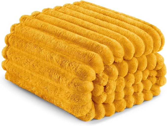 Exclusivo Mezcla Striped King Size Fleece Blanket for Bed, Couch, 90"x104" | Soft Breathable Cozy Bed Blankets, Lightweight Plush Fluffy Fuzzy Jacquard Decorative Blankets