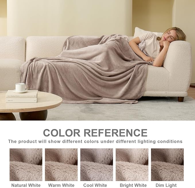 Hansleep Full Mocha Brown Fleece Blanket, Soft Flannel Bed Blanket | Fuzzy Cozy Blanket 84x90 Inches, Multi-use for Bed, Sofa, Couch, Travel, Camping, All Season Warm Lightweight Cover