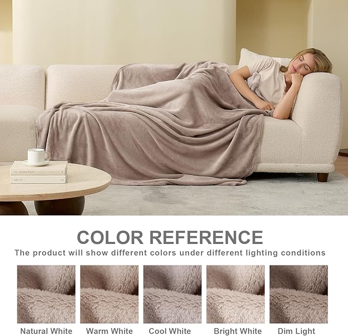 Hansleep Twin Mocha Brown Fleece Blanket, Soft Flannel Bed Blanket | Fuzzy Cozy Blanket 60x80 Inches, Multi-use for Bed, Sofa, Couch, Travel, Camping, All Season Warm Lightweight Cover