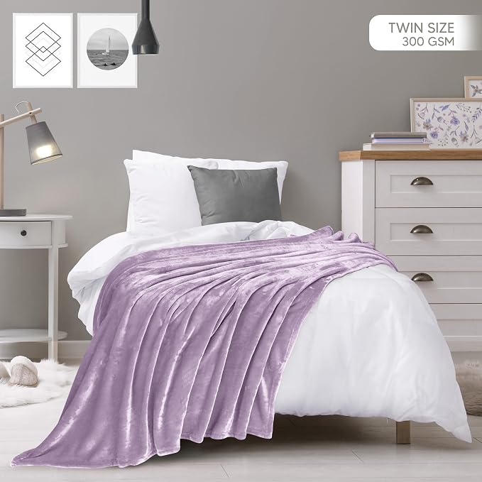 Utopia Bedding Ultra Soft Fleece Bed Blanket Twin Size Lilac (60x80 Inches) | Microfiber Plush Warm Lightweight Breathable Cozy Blanket Anti-Static, All Season Use, Gift for Women and Men