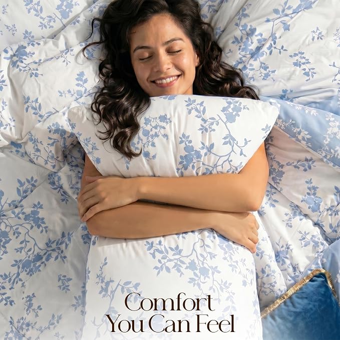 Utopia Bedding 3 Pc Queen Comforter Set, Printed Comforter, Sky Petal | Comforter Set Includes Comforter (88x88) Inches, 2 Shams (20x26) Inches. Soft Microfiber Down Alternative, Machine Washable.