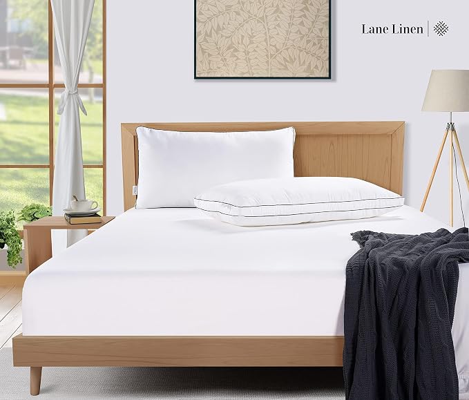 LANE LINEN Standard Size Bed Pillows for Sleeping, Set of 12, 20x26 - White | Perfect for Side, Back & Stomach Sleepers, Down Alternative Fill, Medium Firm, Breathable, Cooling, Soft & Fluffy Comfort