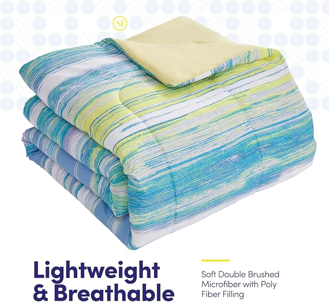 Sweet Home Collection 7 Piece Comforter Set Bag Solid Color All Season Soft Down Alternative Blanket & Luxurious Microfiber Bed Sheets, Sorento, King