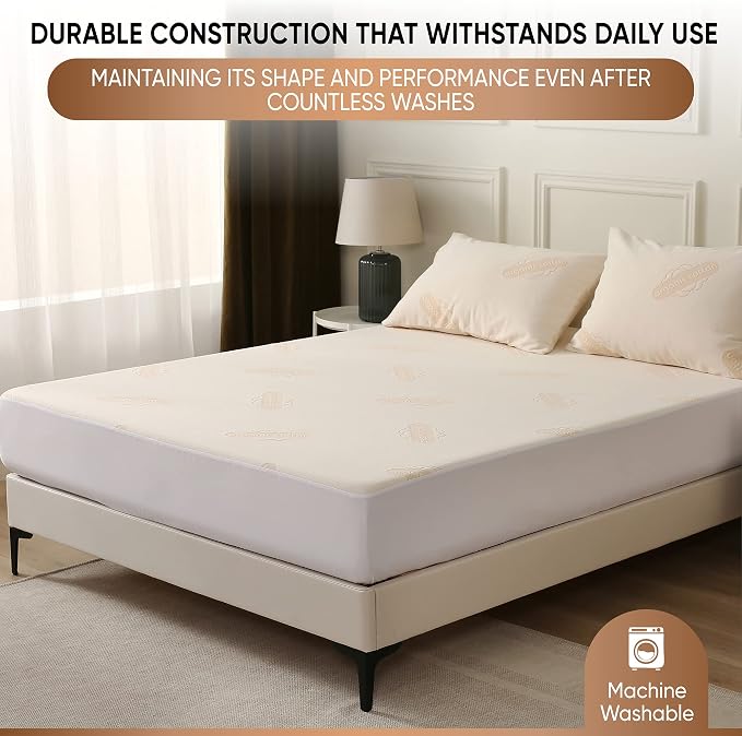 Deluxe Waterproof Organic Cotton Mattress Protector Queen Size - Breathable Mattress Pad Cover - 280 GSM Comfort - Jersey Cotton Skirt - Deep Pocket Fitted Style