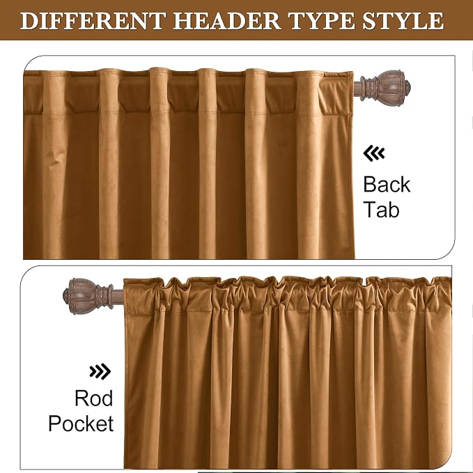 RYB HOME Bronze Velvet Curtains 96 inches for Bedroom Living Room | Thermal Insulated,Privacy UV Block,OEKO-TEX Certified,Luxury Window Decor for Dining Room Sliding Door,W52 x L96,2 Panels