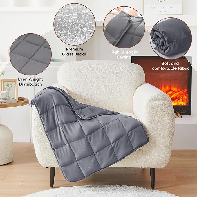 Weighted Blanket for Adults 5lbs, 29"x33", Cooling Heavy Throw Blanket, Microfiber Soft Big Blankets Weighted Comforter, Grey
