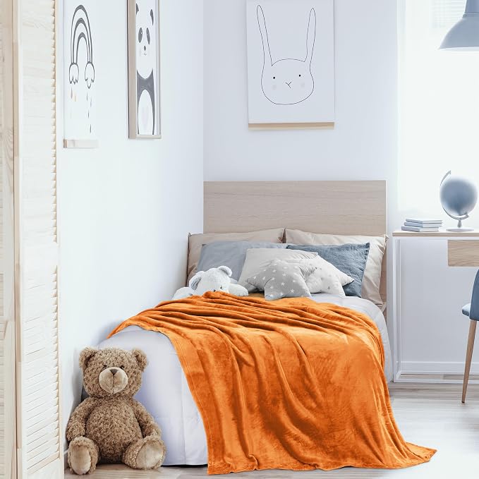 Utopia Bedding Soft Fleece Bed Blanket Twin Size Burnt Orange (60x80 Inch) | Microfiber Plush Warm Lightweight Breathable Cozy Blanket Anti-Static, All Season Use, Gift for Women and Men