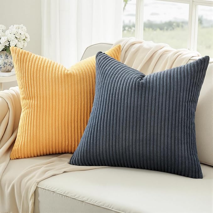 Topfinel 22x22 New Blue and Orange Boho Farmhouse Couch Throw Pillows Decorative Velvet Pillow Covers for Bed Pack of 4 Accent Modern Pillowcase Sofa Livingroom Home Decor