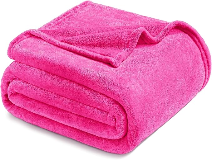 Exclusivo Mezcla Soft Fleece Throw Blanket for Couch, Hot Pink | 50x60 Inches, Double-Sided Brushed Flannel, Lightweight Plush Cozy Blanket for Home Decor, All Season, Machine Washable