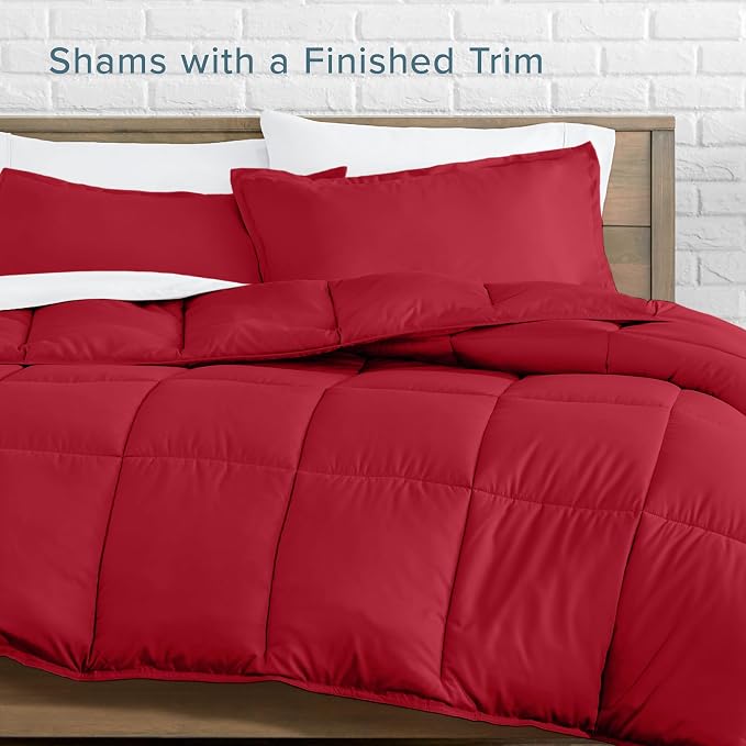 Bare Home Full Comforter Set - 1800 Ultra Soft (Full, Red) | All-Season, Breathable, Hypoallergenic, Premium 1800, Warm, Cozy