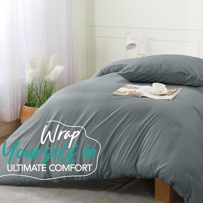 Utopia Bedding Duvet Cover Set with Pillowcases- 2 Pieces Bedding Duvet Cover with Zipper Closure - 1 Duvet Cover with 1 Pillow Sham - Soft Brushed Microfiber (Twin/Twin XL, Grey)
