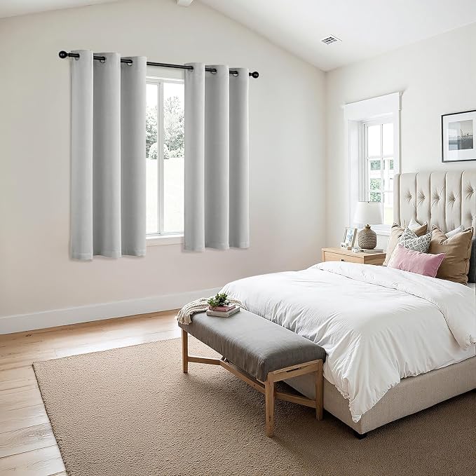 MIULEE Blackout Curtains for Bedroom 2 Panels 40 x 54 Inch Long Silver | Thermal Insulated, Living Room Darkening Grommet Drapes, Noise Reducing, Light Blocking Window Treatments