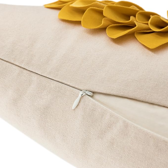 OiseauVoler Decorative 3D Sunflower Throw Pillow Covers 18x18 Inch Yellow | Handmade Pillowcases Cushion Covers for Bed Living Room Farmhouse Decor
