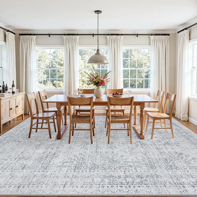 10x14 Area Rugs Living Room: Bedroom Neutral Washable Carpet Gray | Vintage Boho Soft Small Indoor Decor Floor Non-Slip Low Pile Neutral Farmhouse Entryway Laundry Bathroom Bedroom Beside Rugs