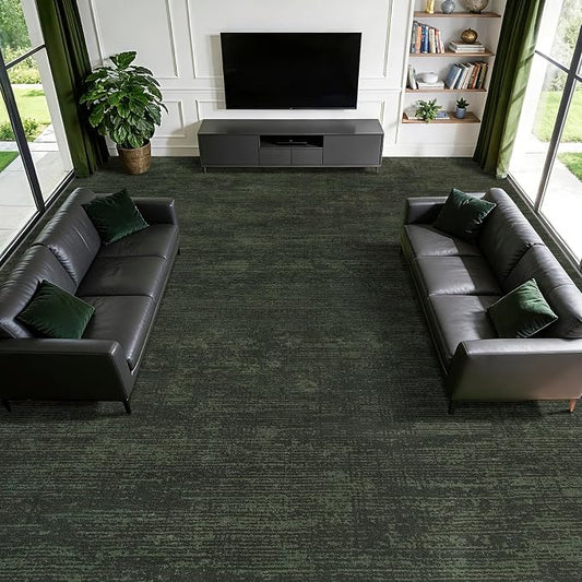 9x12 Washable Area Rug, Dark Green Solid Area Rugs for Living Room&Bedroom | Stain-resistant & Non-slip backing,Low Pile Washable Large Carpet,Solid Vintage Style For High Traffic Areas(9x12,Dark Green)