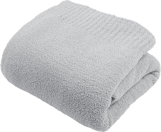 JOOJA Grey Blanket Warm Queen Size Fuzzy Knitted Oversized Luxury Bed Blankets,Soft for Bed, Lightweight Plush for Cozy Nights (Grey, 90x90)