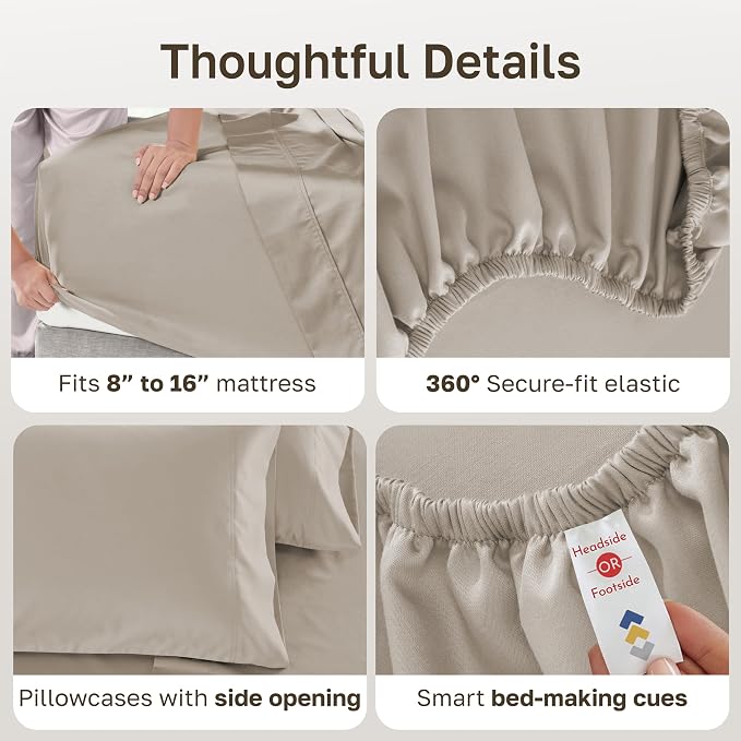 California Design Den 600 Thread Count Full Bed Sheets Set, Soft Linen | 100% Cotton Sateen Backed by Good Housekeeping Seal, Soft & Smooth, 16" Deep Pocket, All-Around Elastic, Durable, Easy Care