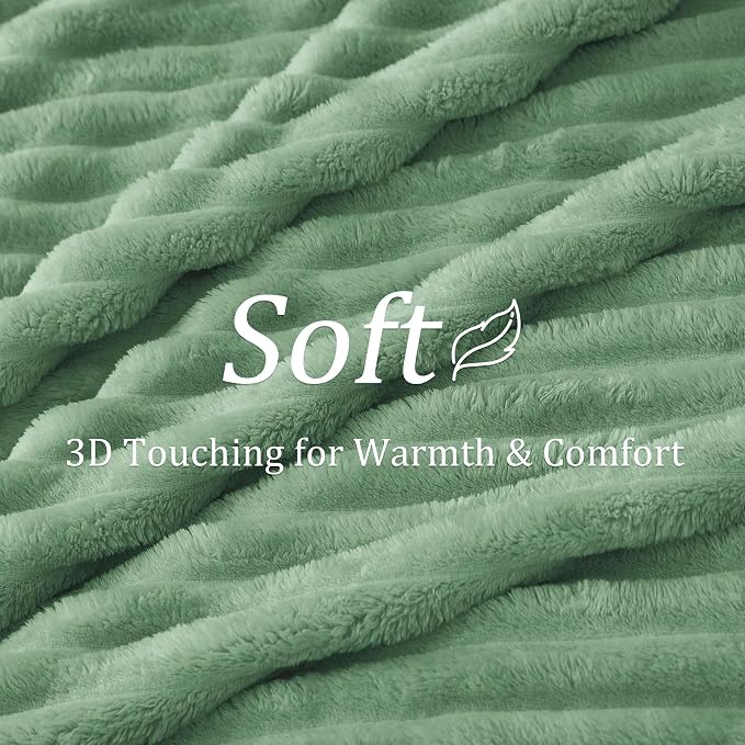 BEDELITE Ribbed Twin Blanket for Couch & Bed, Green, 60"x80" | Ultra-Soft Plush Fleece, Cozy, Warm Yet Lightweight, Ribbed Texture, Home Decor, Machine Washable, Giftable, All-Season Use
