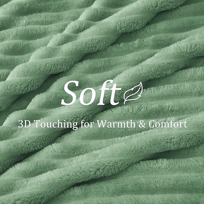 BEDELITE Striped Fleece Throw Blanket, Green, 50"x60" | 300GSM Microfiber Fleece, Soft Cozy, Lightweight Warm, Double-Sided Plush, Machine Washable, Gift, Room Decor, for Couch Sofa