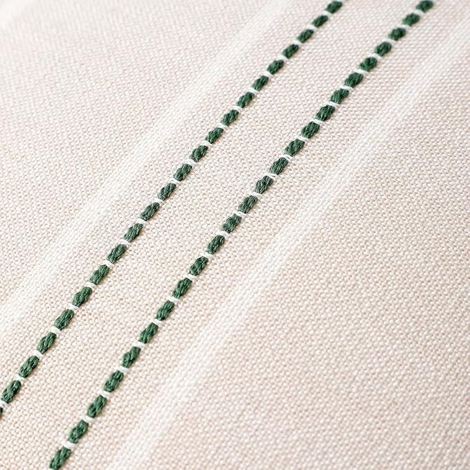 Hckot Stripe Throw Pillow Covers 12x24 Lumbar Dark Green Pillow Covers | Farmhouse Decorative Pillows Textured Cushion Covers for Sofa Couch Bed Living Room Decor