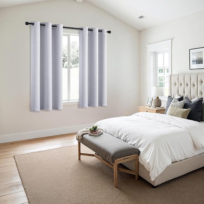 MIULEE Blackout Curtains for Bedroom 2 Panels 40x54 Inch Long Greyish White | Thermal Insulated, Living Room Darkening Grommet Drapes, Noise Reducing, Light Blocking Window Treatments