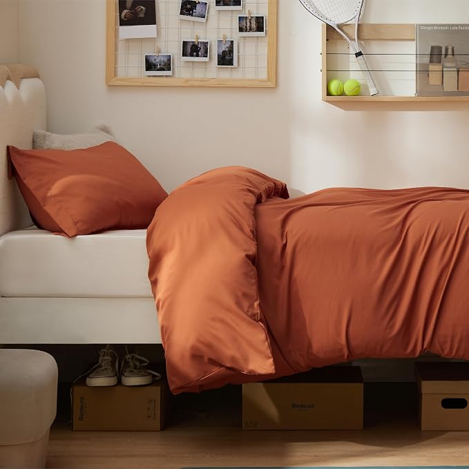 Bedsure Twin/Twin XL Duvet Cover, Double Brushed Bedding Set, Terracotta | For Kids & Adults, 68"x90" Comforter Cover, Hotel Luxury, All Season, Breathable, Easy Care, Lightweight, Zipper Closure