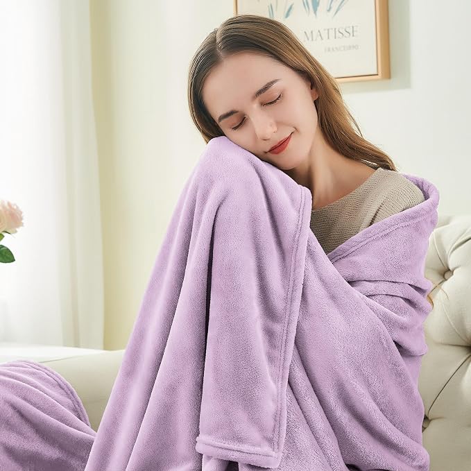 BEDELITE Fleece Blanket Soft Plush Queen Size Bed Blanket Lilac 90"x90" | Ultra Soft Fleece, Plush Microfiber, Lightweight Warmth, All Season Comfort, Fade Resistant, Machine Washable,Perfect for Bed