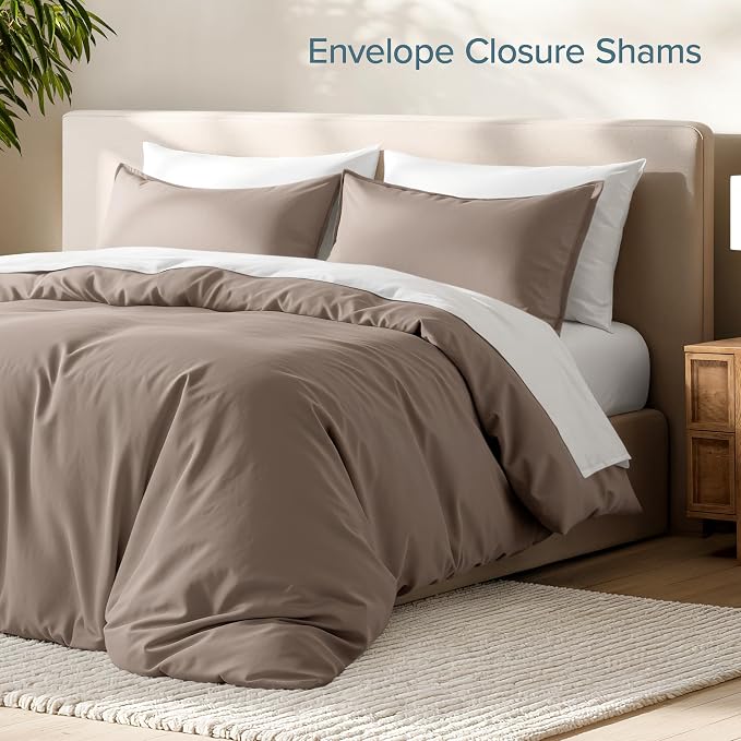 Bare Home Duvet Cover Set 1800 Ultra-Soft (Queen, Taupe) | Lightweight, Cooling, Breathable, Premium 1800 Ultra-Soft, All-Season