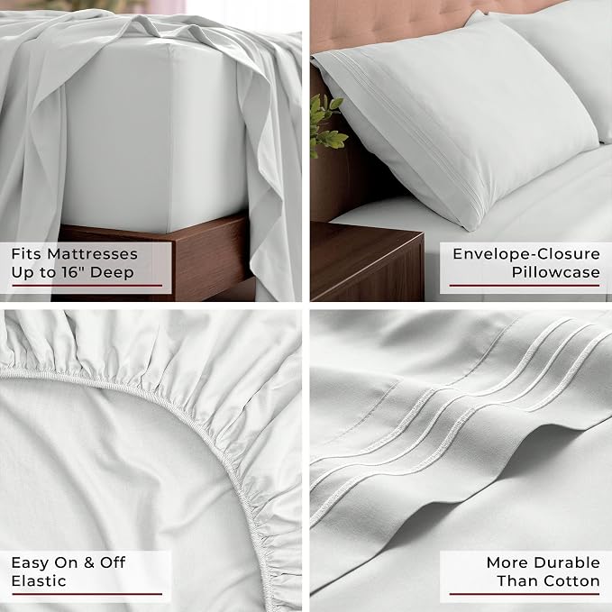 Mellanni Iconic 4-Piece, Ultra Soft Sheet Set (King, Ivory) | 10M+ Sleepers. Lab-tested: Sleeps Cool, Stays Bright, Strong, Smooth. Good Housekeeping Best Bedding, 7 yrs running.