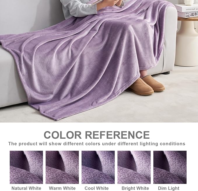 Hansleep Full Fog Purple Fleece Blanket, Soft Flannel Bed Blanket | Fuzzy Cozy Blanket 84x90 Inches, Multi-use for Bed, Sofa, Couch, Travel, Camping, All Season Warm Lightweight Cover