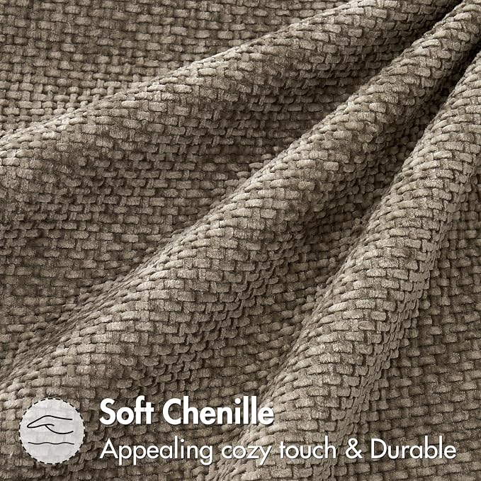 MIULEE Decorative Couch Throw Pillow Covers 20x20 Inch Neutral Khaki 2 Pack | Modern Boho Accent, Soft Chenille Pillow Covers, Farmhouse Cushion Cases for Home Decor Bed Sofa Living Room