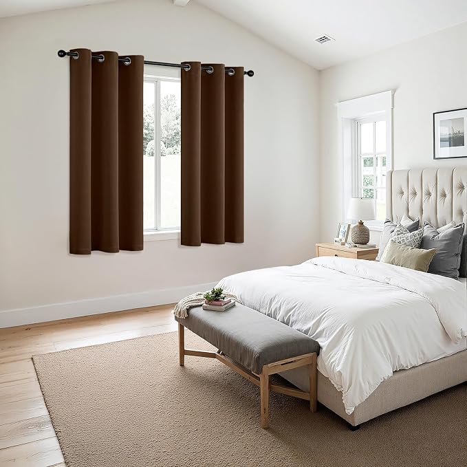 MIULEE Blackout Curtains for Bedroom 2 Panels 40 x 63 Inch Long Brown | Thermal Insulated, Living Room Darkening Grommet Drapes, Noise Reducing, Light Blocking Window Treatments