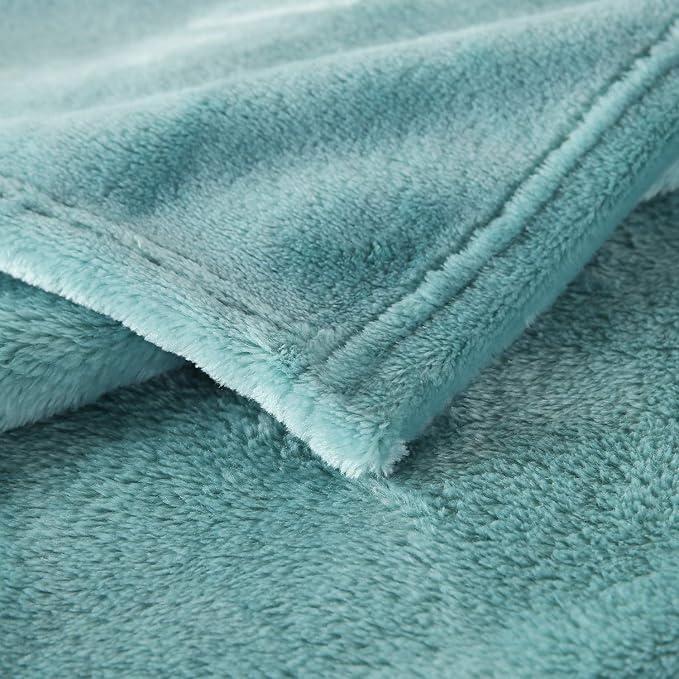 TASTHROW Large Flannel Fleece Throw Blanket, 50×70 Inch | Cozy Lightweight Thick Blanket - All Seasons Suitable for Women, Men and Kids (Two Pack, Bluishgreen)
