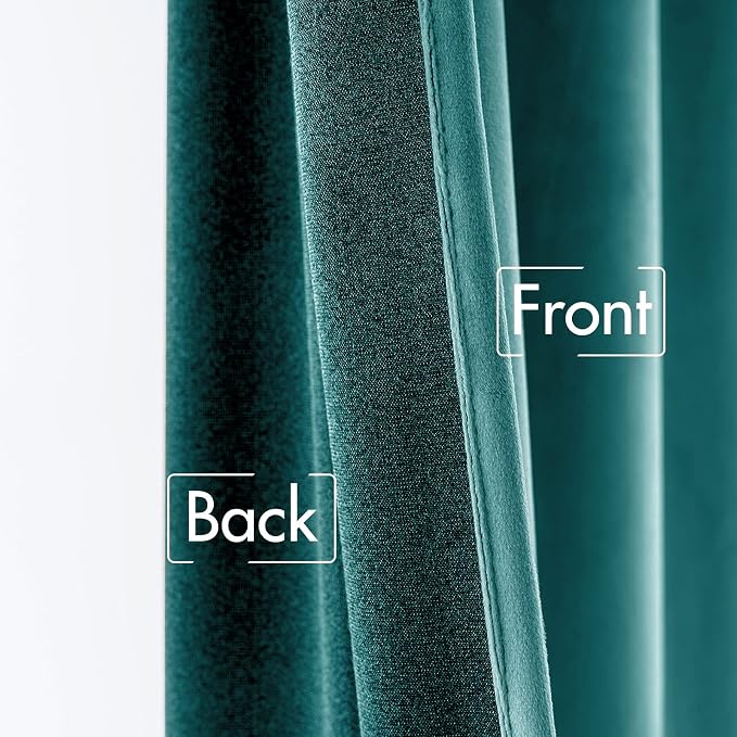 MIULEE Teal Velvet Curtains 52x90 inches 2 Panels Luxury Blackout Curtains | Thermal Insulated, Super Soft Window Drapes for Bedroom Living Room, Rod Pocket & Back Tab