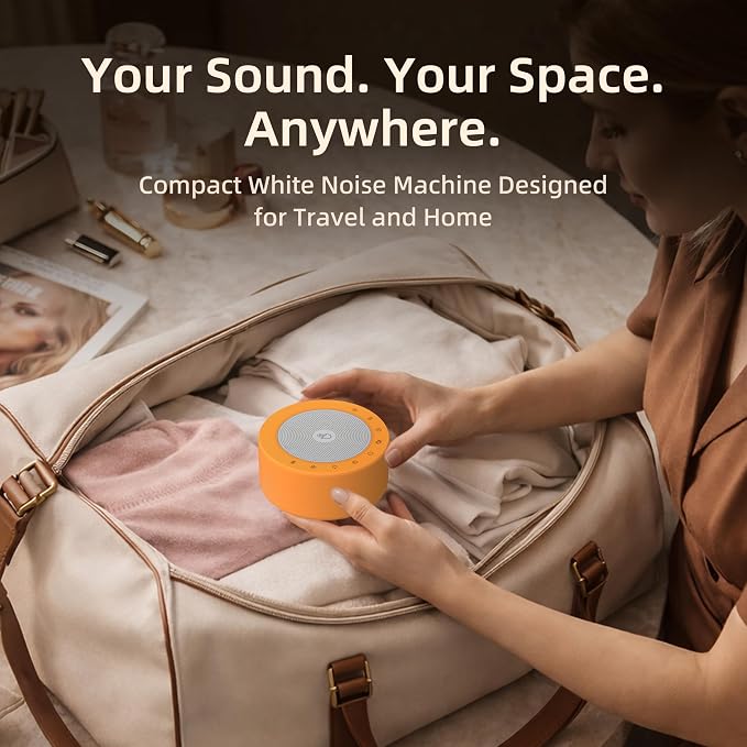 Kipcush White Noise Machine for Baby & Adults, 30 Soothing Sounds, Soft Non-Glare Nursery Lamp, 8 Color Night Lights, Memory Function (Angel V3 Orange, Standard)
