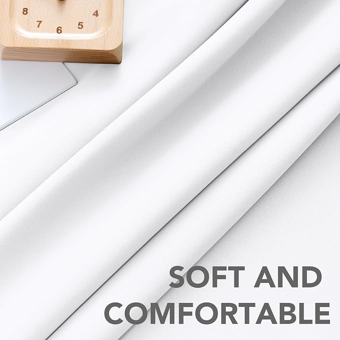 H.VERSAILTEX White Curtains Thermal Insulated Window Treatment Panels Room Darkening Privacy Assured Drapes for Living Room Back Tab/Rod Pocket Bedroom Draperies, 42 x 63 Inch, 2 Panels