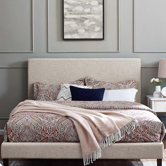Modway Claire Linen Fabric Upholstered King and California King Headboard in Beige