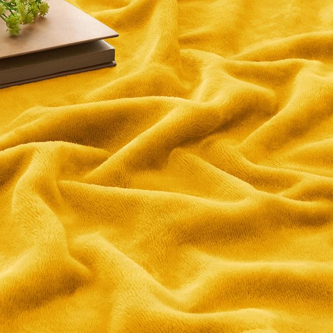 BEDELITE Fleece Blanket Soft Plush King Size Bed Blanket Yellow 108"x90" | Ultra Soft Fleece, Plush Microfiber, Lightweight Warmth, All Season Comfort, Fade Resistant, Machine Washable